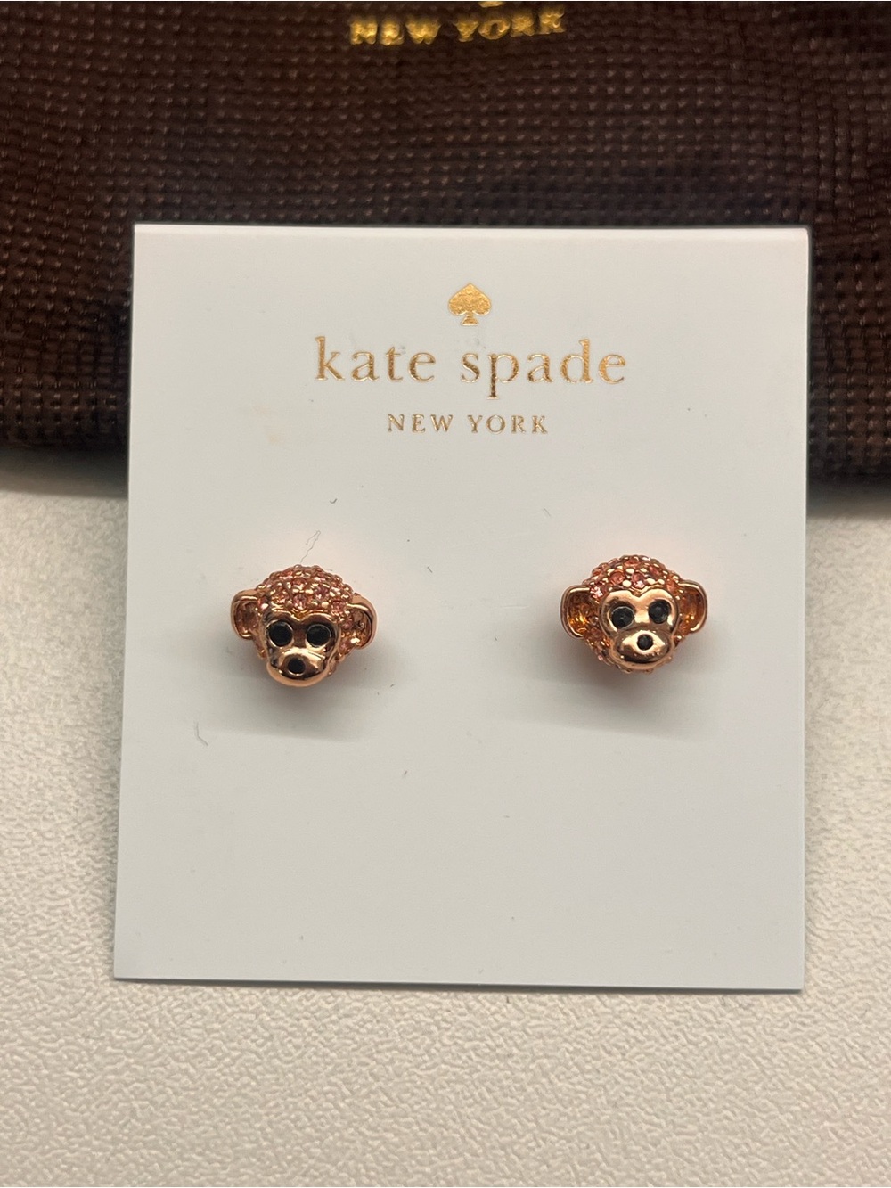kate spade Rose Gold Monkey Face Stud Earrings